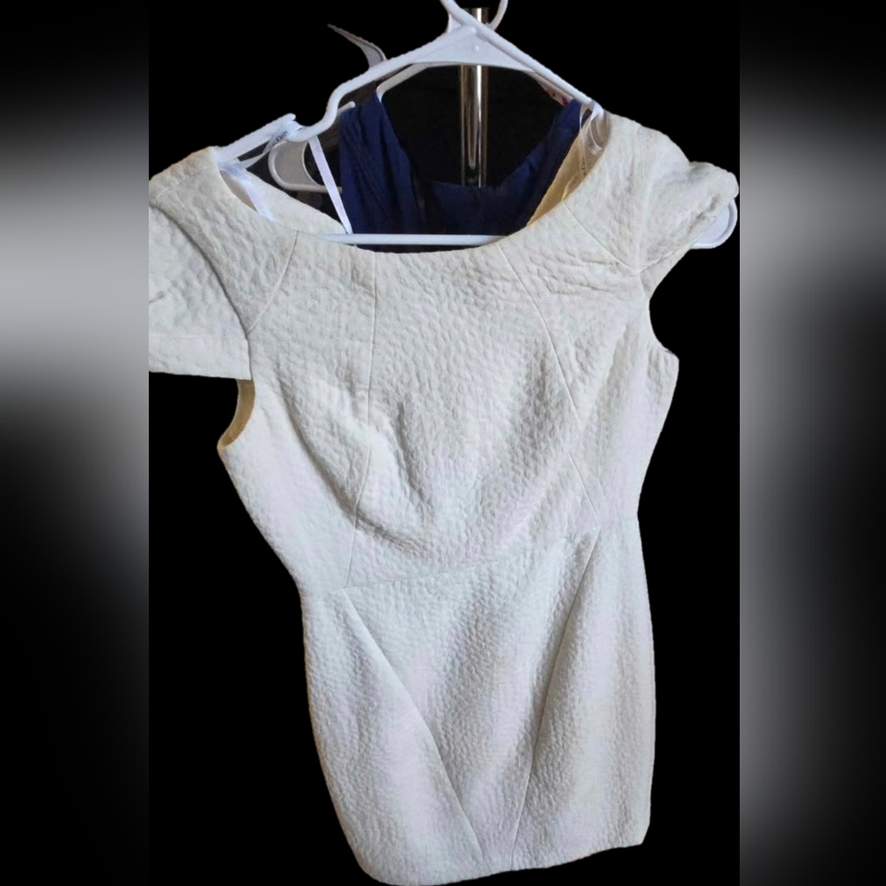 Calvin Klein Off-White Textured Mini Dress